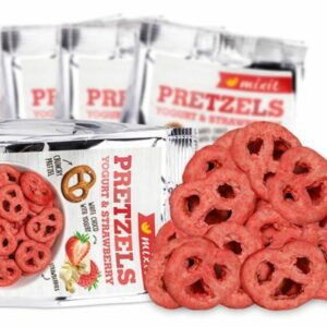 zdrowe przekąski precelki do kieszeni - Jogurt i truskawki (5 szt.)