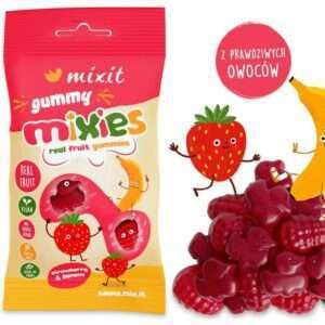 Owocowe Mixies - naturalne cukierki żelki o smaku truskawki i banana