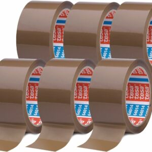 tesapack taśma do pakowania – zestaw samoprzylepnych taśm pakunkowych – 6 rolek – ciche rozwijanie – do zaklejania lekkich paczek – 66 m x 50 mm – brązowy