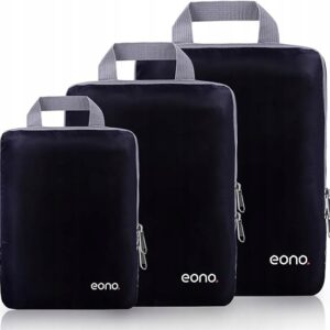 Zestaw 3 Organizerów Do Walizki Do Bagażu Eono Czarne